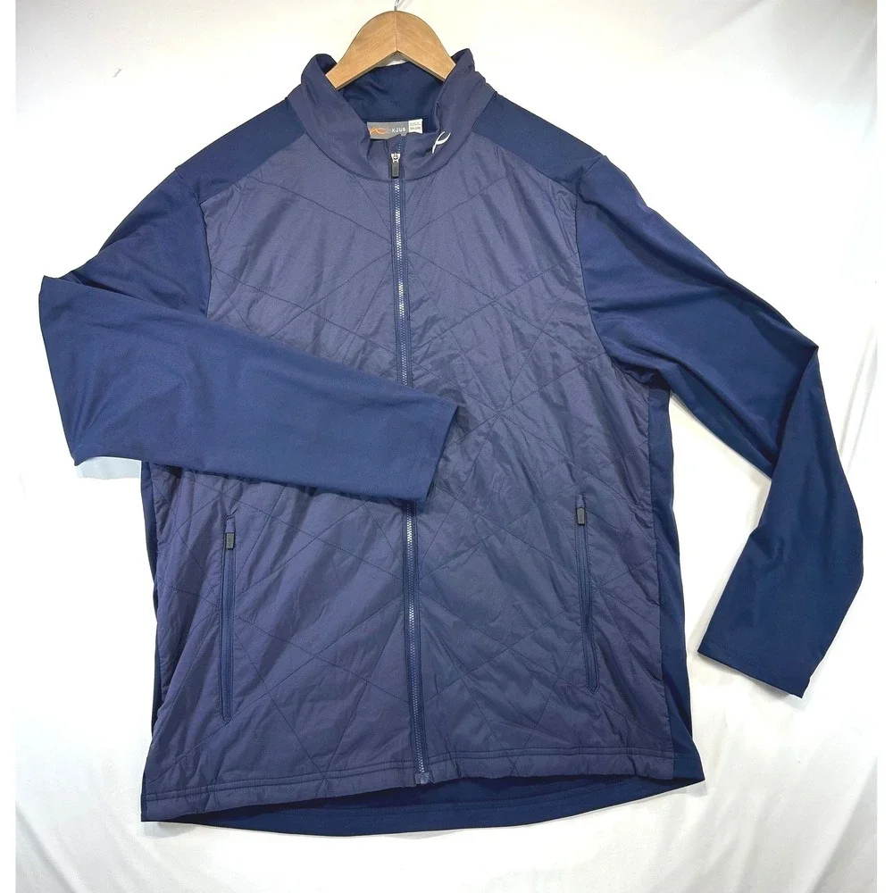NWOT KJUS Golf Men Retention Jacket 2XL Blue Quilted Technical Performance